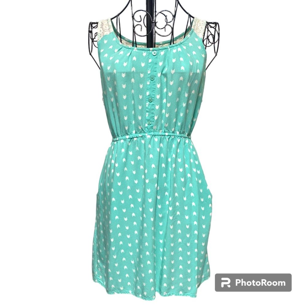 Mossimo Women's Mint Lace Back Tank Dress with Pockets sz M